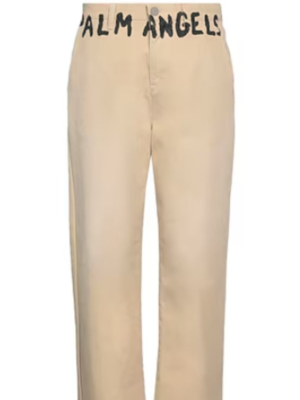 Palm Angels PMCG005S23FAB002 Waistband Logo Chino Pants Beige Size L Worn 2x